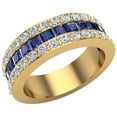 thumbnail image 3 of Mens Wedding Rings Blue Sapphire Gemstones Rings 14K Gold Diamond Ring 2.97 Carat TW, 3 of 6