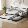 thumbnail image 5 of Eastvita Metal Daybed Frame with Trundle, Heavy Duty Metal Slats, Mattress Foundation Platform Sofa Bed with Lockable Casters, for Bedroom, Living Room, Guest Room, 5 of 7