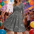 thumbnail image 2 of DGMIOCS Women's Sparkly Sequin Party Dress for Elegant Midi Length Off Shoulder Sleeveless Clubwear with Flowy Skirt Women's Casual Dress Grey XL, 2 of 5