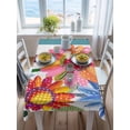 thumbnail image 3 of Spring Daisy Rectangle Tablecloth, Turquoise Modern Abstract Art Dots Floral Waterproof & StainResistant Tablecloth, Washable Oil-proof Table Cover for Dining/Party/Wedding/Camping/Buffet 60x102 In, 3 of 9