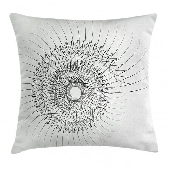 Spires Decor Throw Pillow Cushion Cover, Authentic Geometric Rotary Spiral with Helix Element and Regular Lines Cyclic Symbol, Decorative Square Accent Pillow Case, 16 X 16 Inches, Grey, by Ambesonne