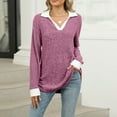 thumbnail image 6 of hxobax Womens 2024 Sweater Tops Long Sleeve Collared V Neck Ribbed Knit Shirts Fall Pullover Jumpers, 6 of 7