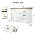 thumbnail image 3 of COZONY 6 Drawer Dresser, Wooden Chest with Spacious Deep Drawers, Wide Storage Capacity for Bedroom, Living Room, Nursery, and Hallway, White + Brown,47.2*15.7*30.7", 3 of 10