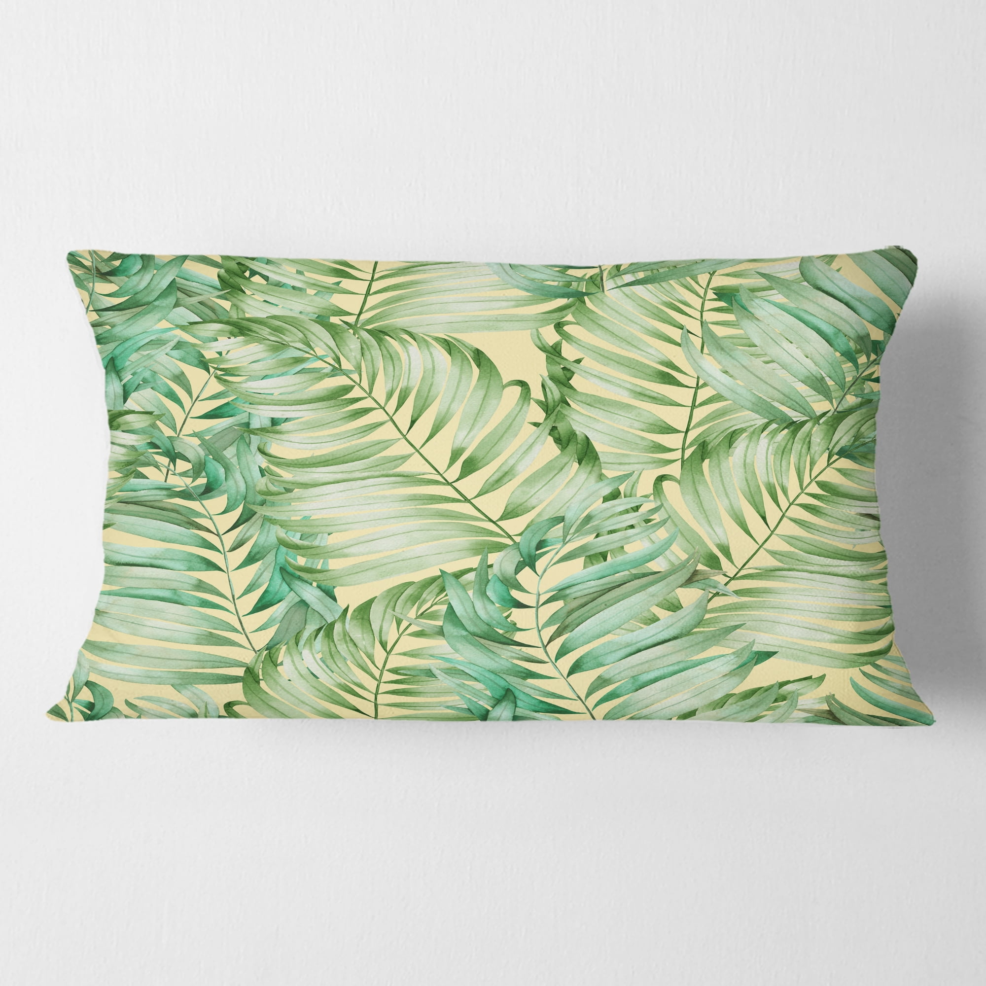 Designart Tropical Retro Foliage ' Mid-Century Modern Throw Pillow - 12x20
