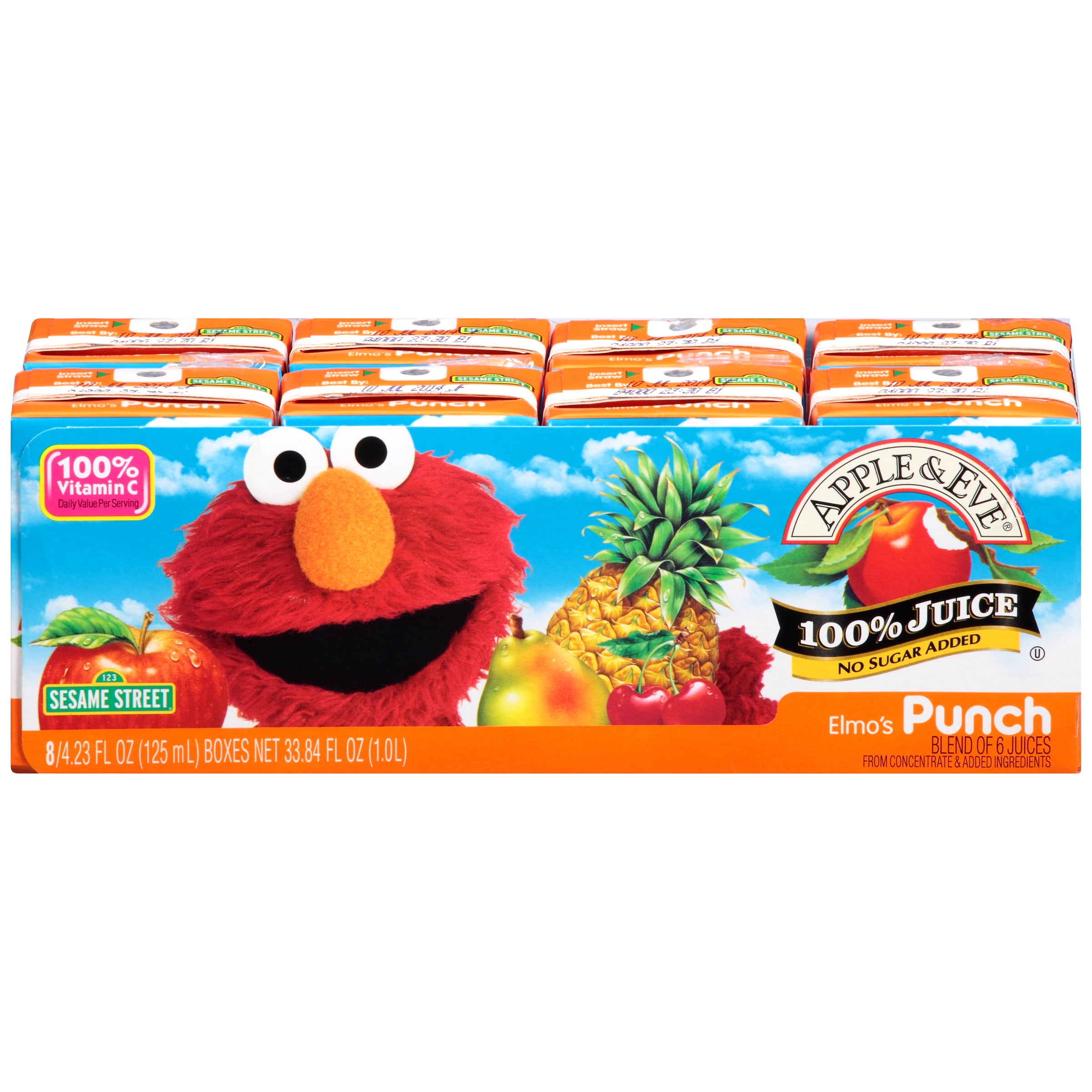 Apple & Eve Sesame Street 100 Juice Elmo's Punch, 4.23 Fl. Oz., 8 Count