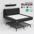 thumbnail image 4 of EnHomee Cloud Upholstered Bed Frame Queen Size Boucle Platform Bed Frame with Button Design Headboard & Round Corner & Extra Pillow,Black, 4 of 9