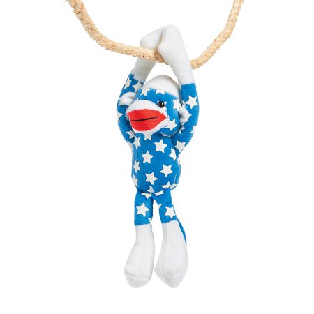 Blue Sock Monkey - Fun Express - Long Arm Patriotic Sock Monkey Blue 1pc for Fourth of July - Toys - Plush - Long Arm Plush - Fourth of July - 1 Piece