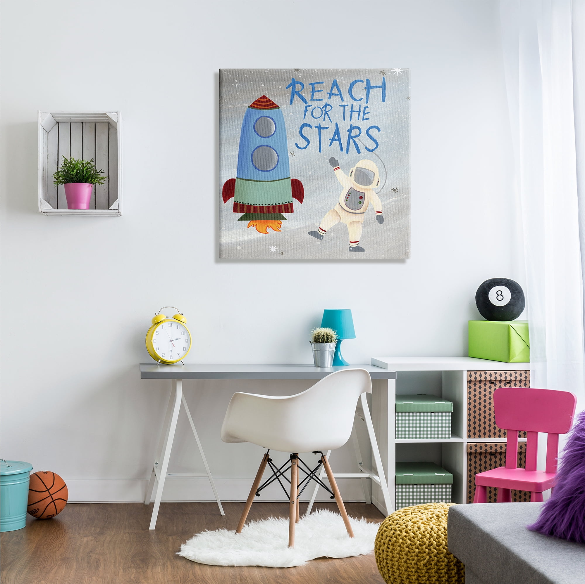 Stupell Industries Reach For The Stars Quote Sci-Fi Space Rocket Astronaut, 30 x 30, Designed by Regina Moore