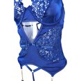 thumbnail image 4 of VISgogo Conjunto de lencería sexy de dos piezas para mujer, ropa interior y bragas huecas de color sólido, azul / negro VISgogo moda, 4 of 6