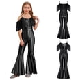 thumbnail image 7 of iiniim Girls Metallic Flared Pants Jumpsuit Spaghetti Straps Hippie Dance Full Body Unitard Performance Black 8, 7 of 7