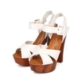 thumbnail image 5 of Cathy Din CF37 Women Leatherette Cross Band Ankle Strap Wooden Platform Chunky Heel Sandal, 5 of 5
