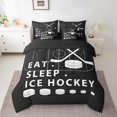 thumbnail image 2 of Feelyou Ice Hockey Theme Bedding Comforter Set 7-Piece Boys, Teens Sport Full Bedding Set, Black and White Fitted Sheet Flat Sheet, Child Room Decor, 2 of 8