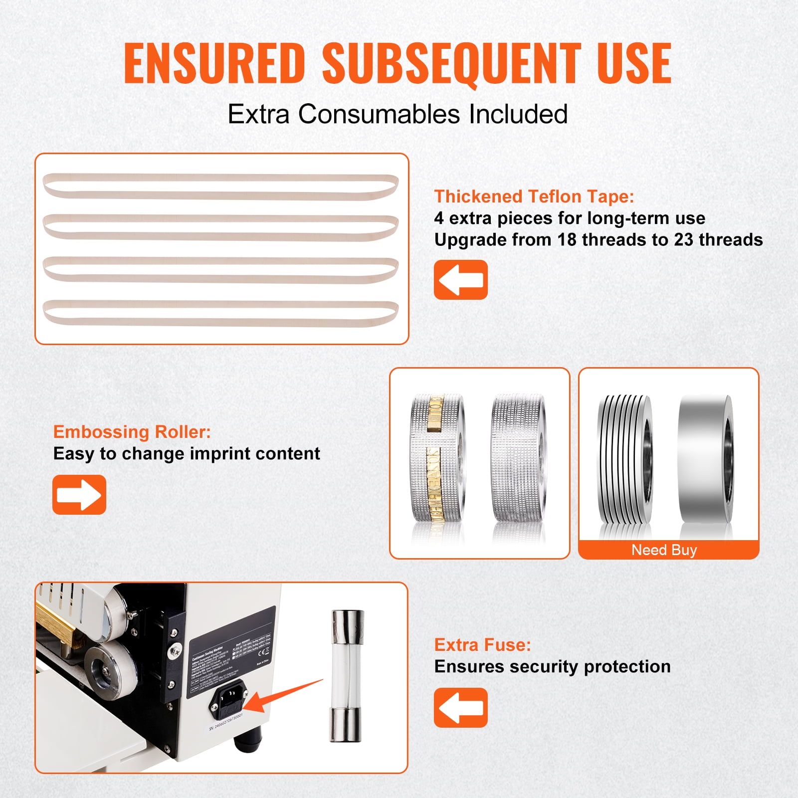KFFKFF Bag Sealer, Horizontal Continuous Band with Adjustable 6-12mm Seal Width, Digital Temp Control, Suitable for 0.02-0.8mm Plastic Bags, Includes Count Feature