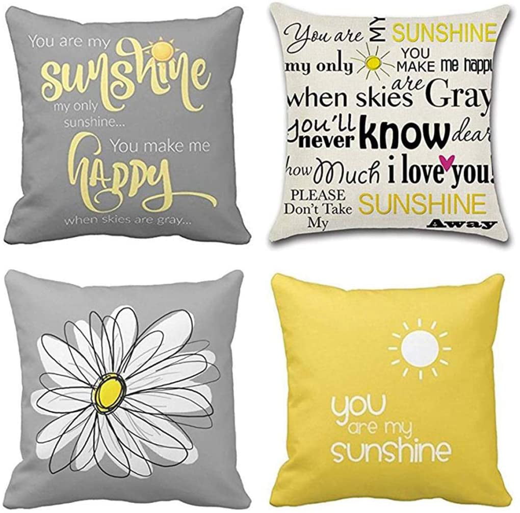 Throw Cushion Case 14x14" Smells Like Sunshine Yellow Pillow Cover