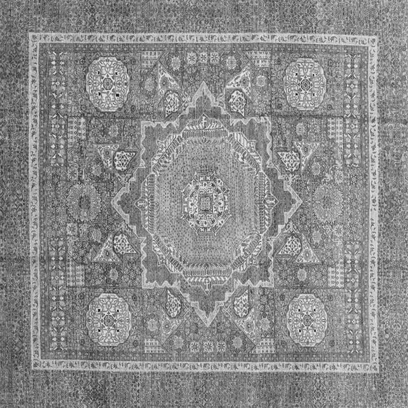 Ahgly Company Indoor Square Abstract Gray Modern Area Rugs, 7' Square
