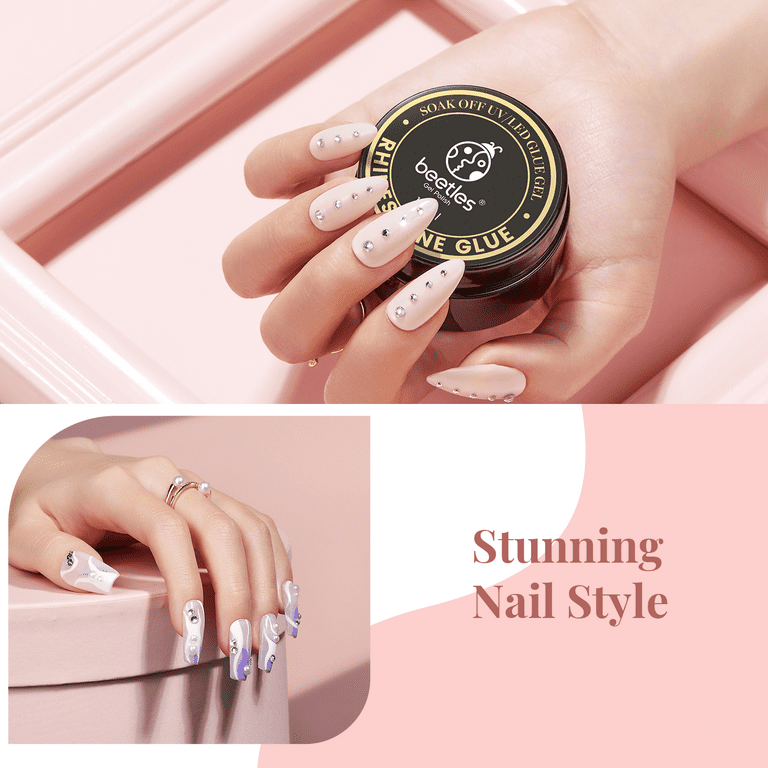  Nail Art 8ml/One Jar of Wipe-Off Rhinestone Glue Gel Adhesive  Resin Gem Jewelry Diamond Polish Clear Decoration with Pen Tools (LED Light  Cure Needed) Thicker&More Sticky Than Others : Beauty 