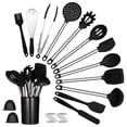 thumbnail image 1 of 27pcs Silicone Cooking Utensils Set, Stainess Steel Handle Cooking Tools Kitchen Spatula Utensils Set-Black, 1 of 7