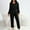 Black, variant on Women's Athletic Sports Casual 2 Piece Solid Color Tracksuit Zip Up Hooded Jumpsuit Drawstring Long Sleeve Overall with Pockets