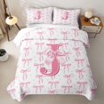 thumbnail image 2 of meiyoeat Dreamy Princess Style Bow Twin Quilt Set For Kids,Ribbon Bowtie Alphabet Print J Twin Coverlet Set For Girls,2pcs, 2 of 7