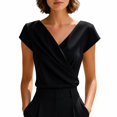 thumbnail image 2 of Harpily Shirts for Women V Neck Cap Sleeve Slim Fit Soft Breathable Stretch Fabric Casual Going Outdoor Business Office Sports Vacation Tops, 2 of 5