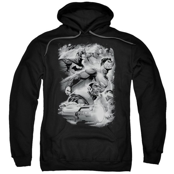 JLA Justice League Atmospheric Adult Pullover Hoodie Sweatshirt Black