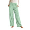 thumbnail image 2 of Ohufall Fleece Pajama Pants for Women Stretchy Wide Leg Sleep Pant Pockets Comfortable Solid Color Home Lounge Pants, 2 of 7
