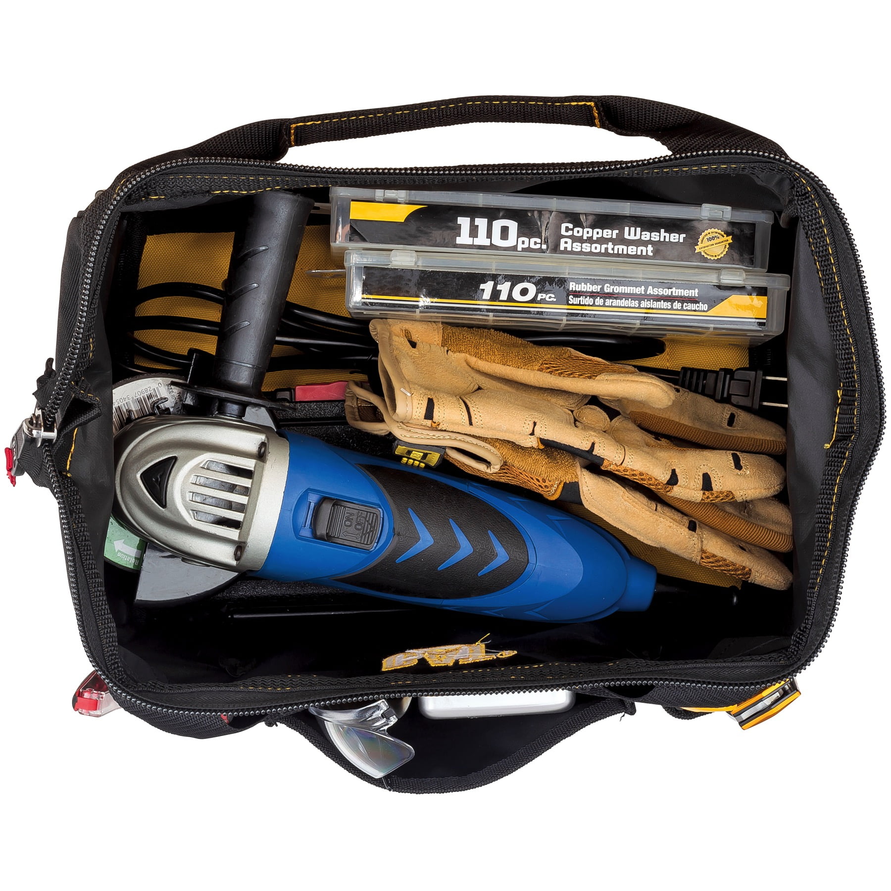 Cat 240042 Cat 240042 13 in. Widemouth Tool Bag High Visibility Interior 600D Polyester