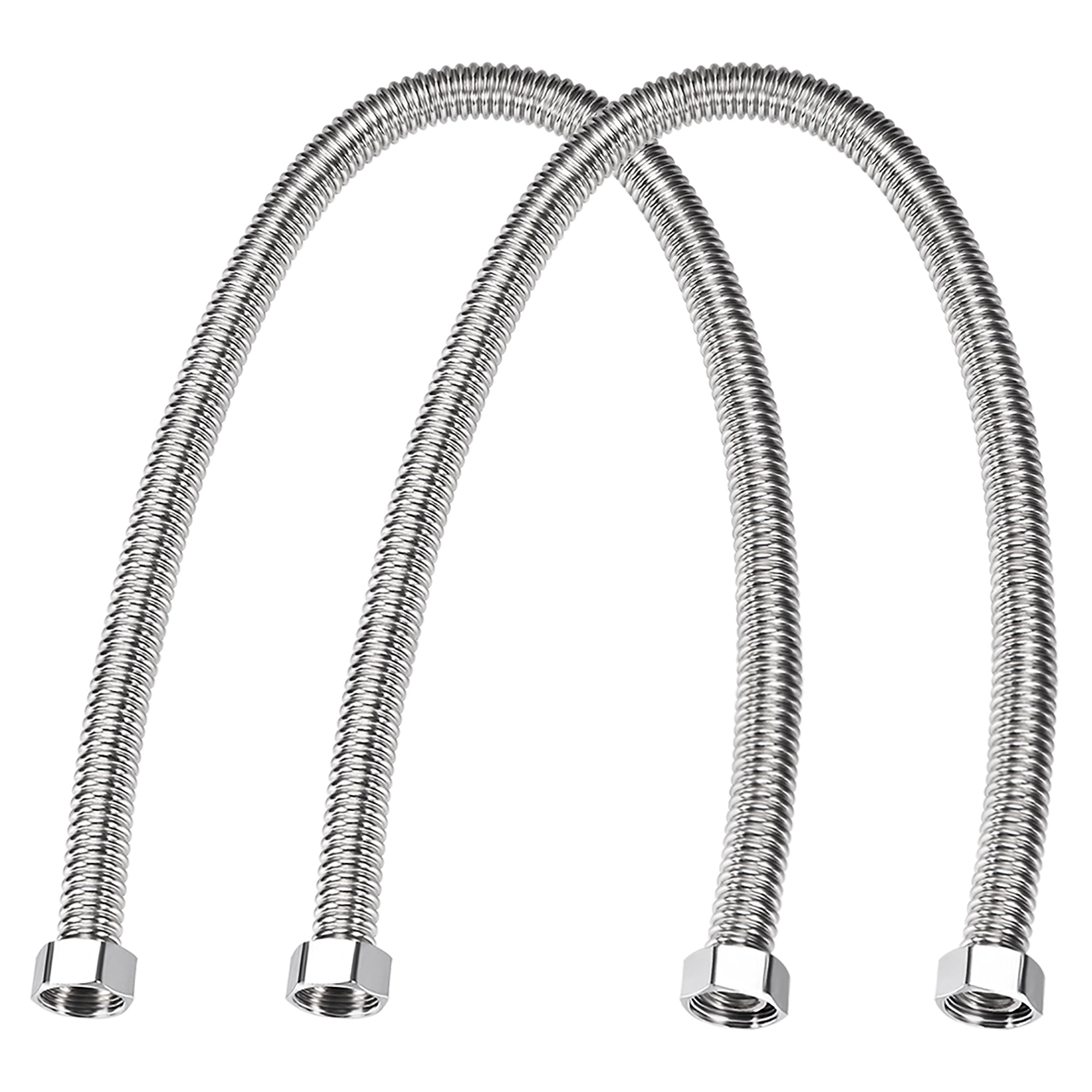 Corrugated Stainless Steel Flexible Water Line 31.5inch Long G3/4 Female Thread Connector with Washer , 2pcs