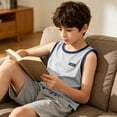 thumbnail image 4 of WPPGONE Kids Boys Active Tank Tops Contrast Ringer Trim Sleeveless Workout Shirts Chest Patch Detail Breathable Summer Gym Tees Casual Sports Basketball Running Clothes Outfits, 4 of 8