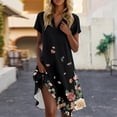 thumbnail image 2 of UoCefik Womens Summer Dresses 2025 Casual V Neck Short Sleeve Polo Shirts Dresses Elegant Floral Beach Sundress Petite Holiday Flowy Dress Black XXL, 2 of 4