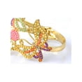 thumbnail image 2 of Golden Colorful Wide Wings Spread Bead Butterfly Trio Crystal Rhinestone Bangle, 2 of 5