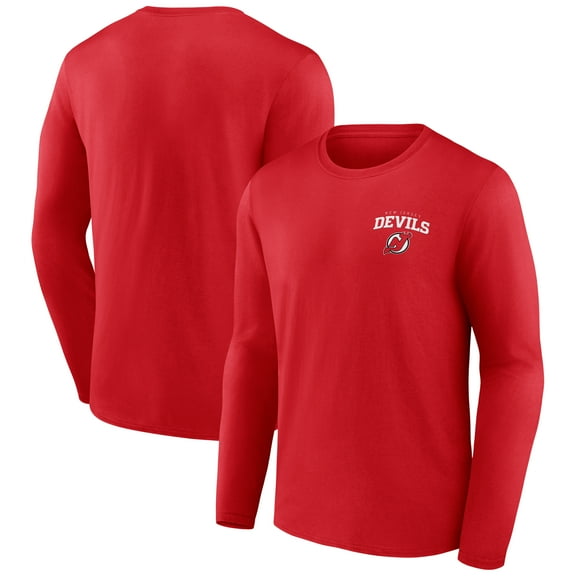 Men's  Red New Jersey Devils Team Lockup Long Sleeve T-Shirt