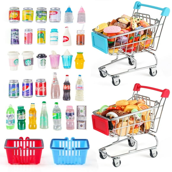Mini cesta de la compra, comida en miniatura, casa de muñecas, juguetes