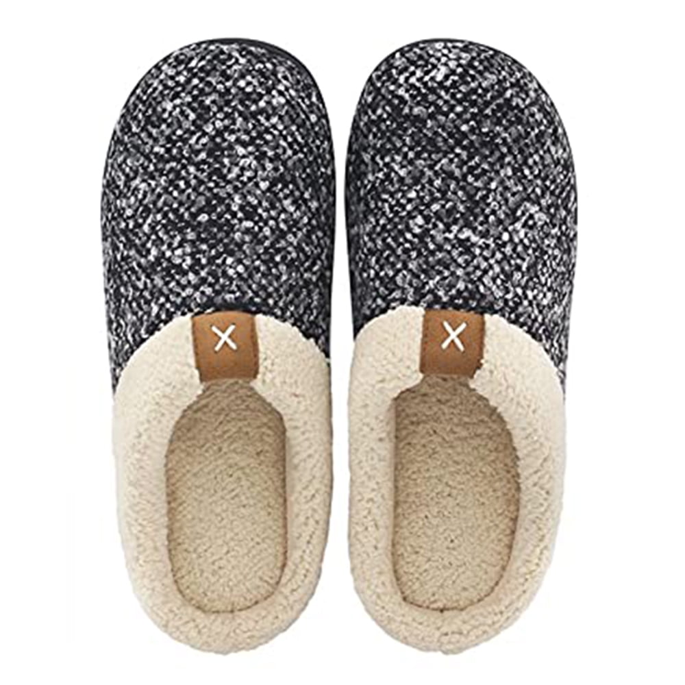 Chaussons Femme ULTRAIDEAS - Mousse Mémoire - Doublure Peluche - Antidérapant Intérieur/Extérieur