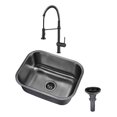 thumbnail image 1 of Tarja sencilla de acero inoxidable con mezcladora flexible negra MEER Faucets by CNX TS5945SC2N MZM8114F CANS-004, 1 of 10