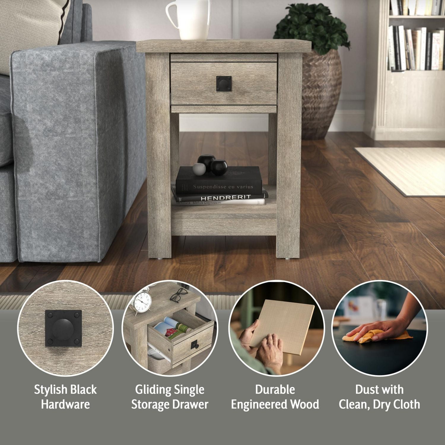 Hillsdale Coover Wood End Table with 1 Drawer