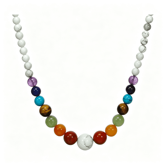 DESIGNICE 7 Chakra Necklace for Women Strong Healing Crystal Genuine Stone Beaded Gemstone Necklace 20 Inches Jewelry Gifts for Women Mom, Genuine Stone Chakra Necklaces for Women