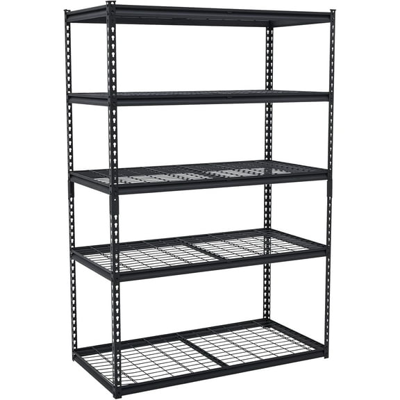 Riedhoff 5-Tier Garage Shelving Unit 48" x 24" x 71", Adjustable Height, Black
