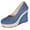 Blue, variant on Women's Classic Wedge Sandal Large Slope Heel Waterproof Platform Thick Bottom Round Head Slope Heel Hemp Solid Color Fashion Casual Denim Shoes Black 7(39)