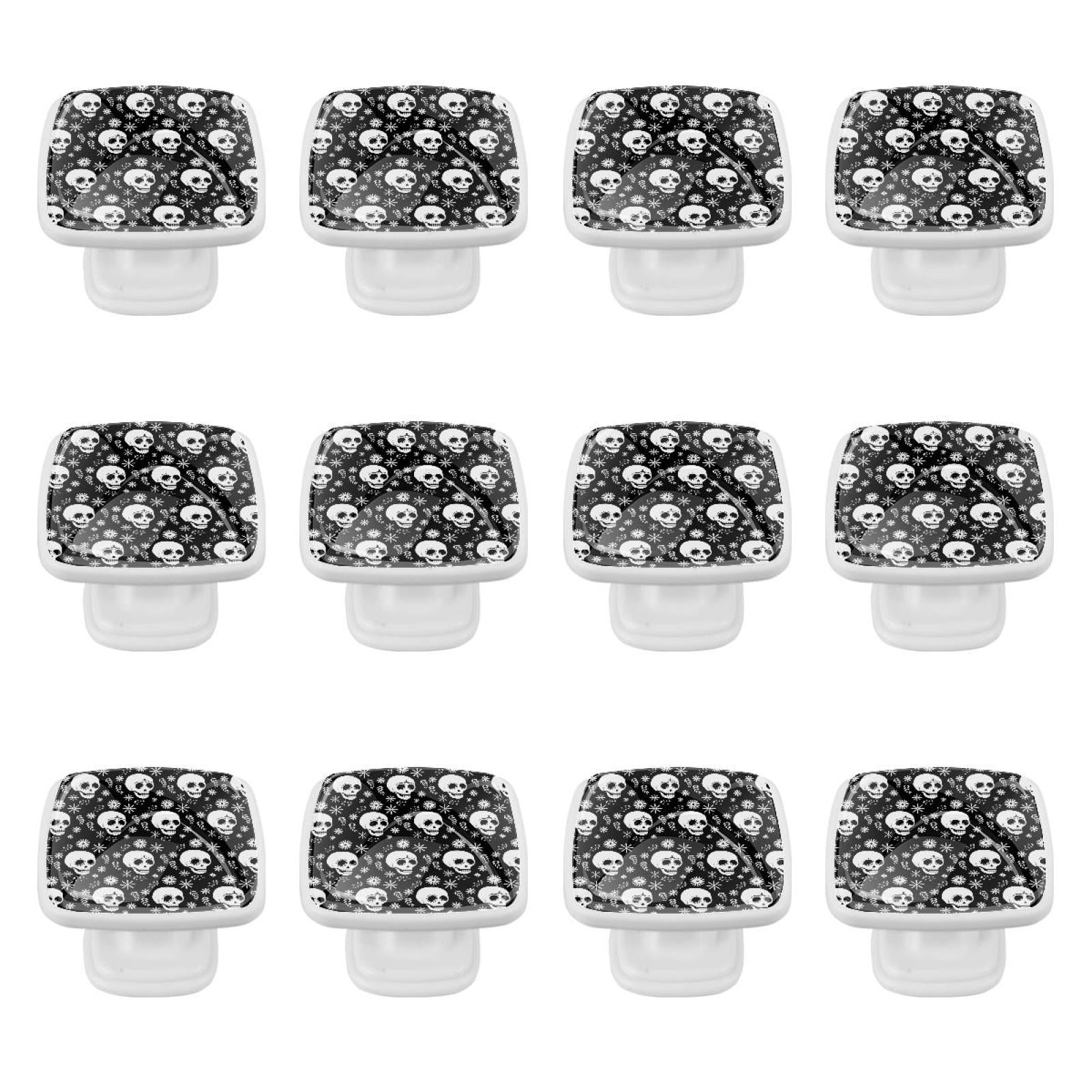 12 Pieces Drawer Pulls Handle Square Wardrobe Skull Knobs with