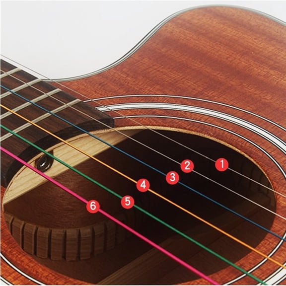 Rkxzt Guitar Strings 6-Pack Colorful Acoustic Guitar Strings Steel Rustproof Coated 1st-6th Strings Set Tools/Office|Copper,Color