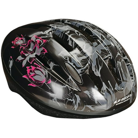 Kent 97537 Lotus Flower Design V-10 Bicycle Helmet Black For 23 to 25 in Head Size and 14 and Up Years Adult