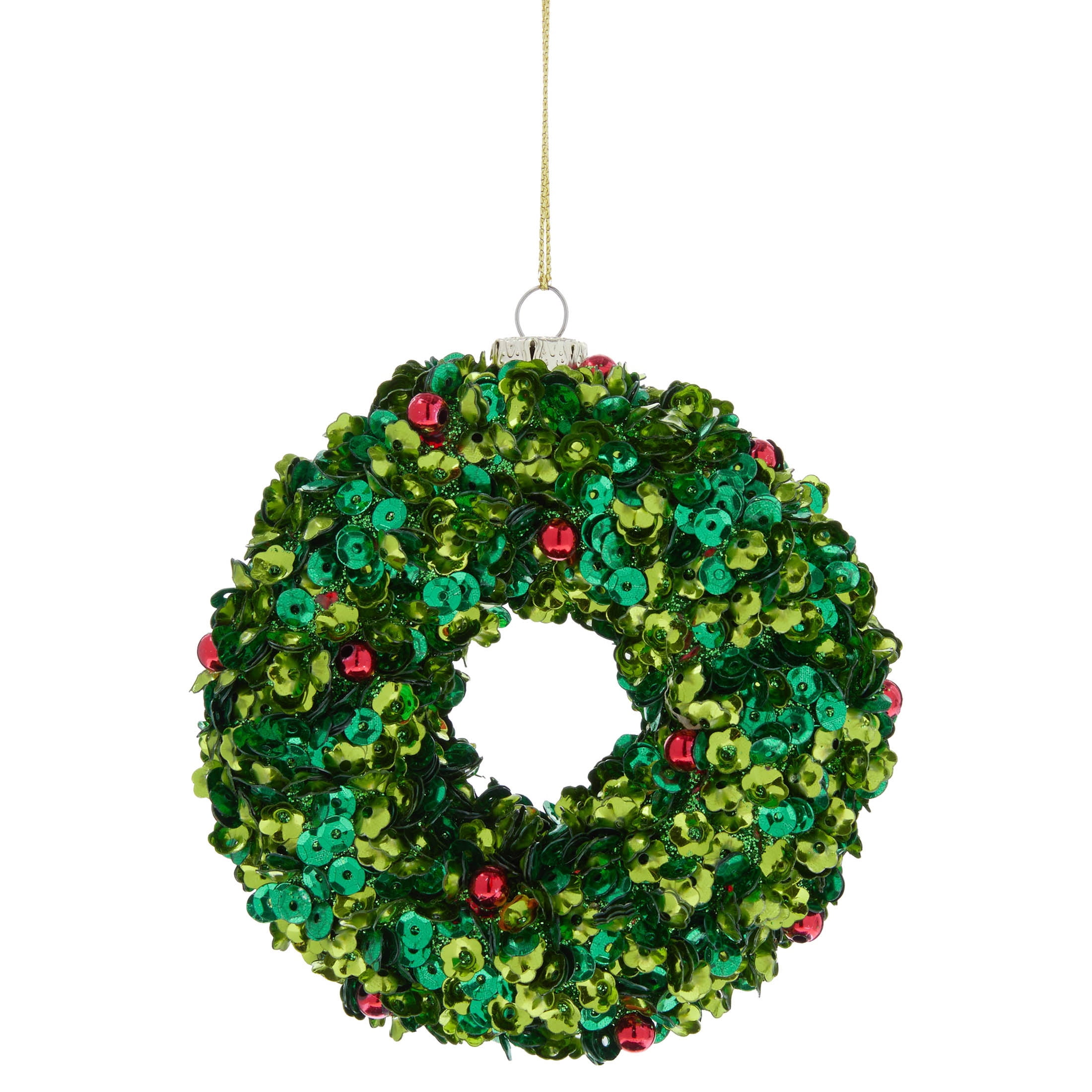 Green Sequin Wreath Christmas Ornament, 4.3", by Holiday Time