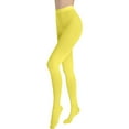 thumbnail image 3 of Women Candy Color Tights, High Elasticity Opaque Pantyhose for Ladies, Soft Stretchy Microfiber Footed Leggings, Fashionable Colorful Hosiery, Yellow, One Size, 3 of 4