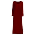 thumbnail image 4 of biudgviw Womens Fall Dresses Trendy Long Sleeve Solid Color Dress Loose V-Neck Long Maxi Dresses with Pockets, 4 of 5