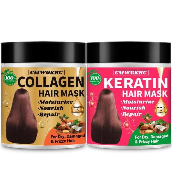 Mascarilla capilar de colágeno y mascarilla capilar de queratina para cabello dañado Tratamiento capilar de queratina Reparación Acondicionador profundo para cabello seco Vitamina E Mascarilla hidrata