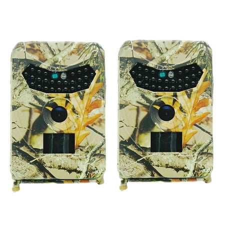 2-Pack Game Trail Camera 12MP Full HD 1080P Video with Night Version for Outdoor Wildlife Deer Hunting with No Glow Infrared Photo and Video Model