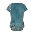 thumbnail image 4 of ALLLIST Short Sleeve Tops for Women Holiday V Neck T-Shirts Casual Blue Floral Shirts Womens Clothing, 4 of 4