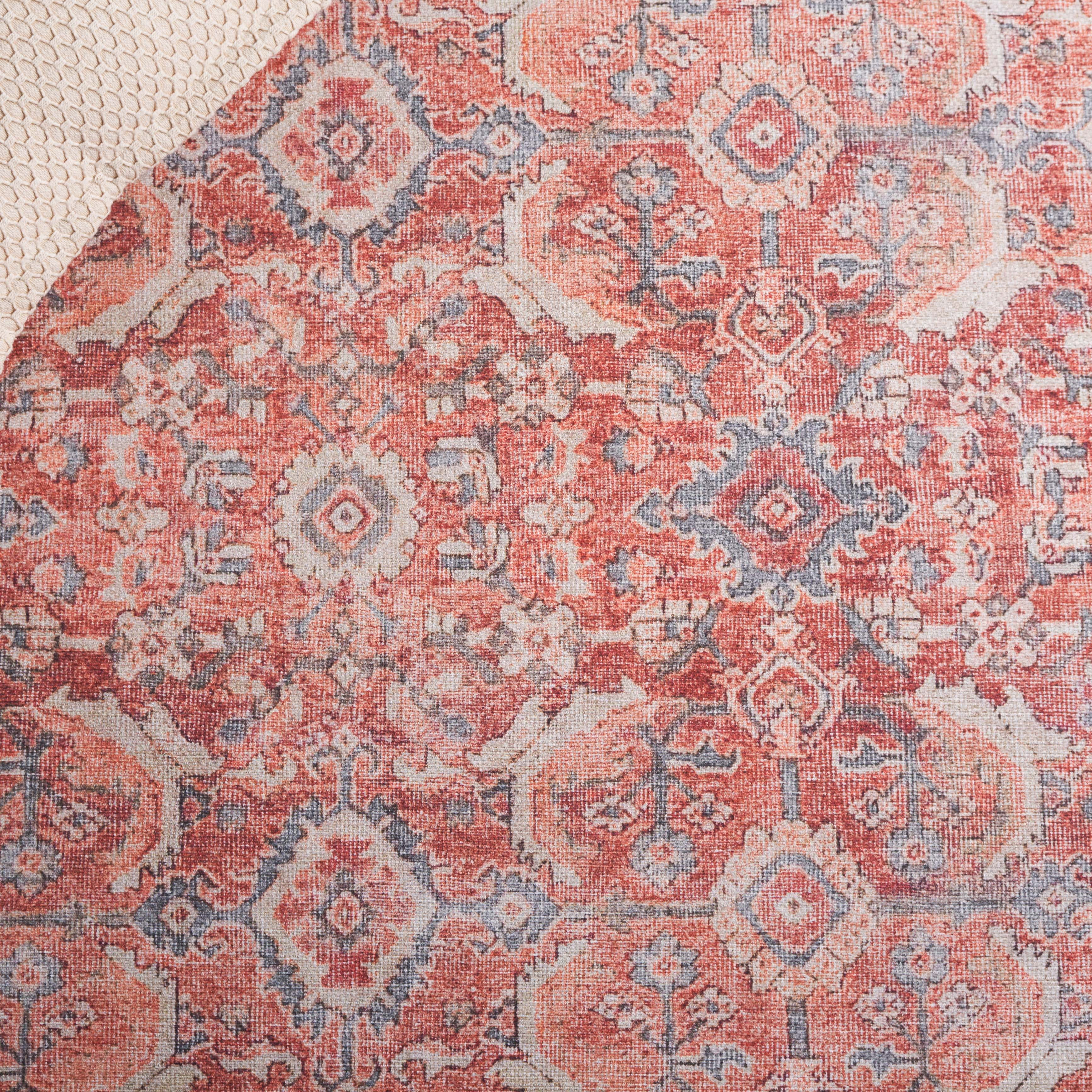 SAFAVIEH Vintage Serapi Carlene Medallion Machine Washable Area Rug, Red/Blue, 6' x 9'