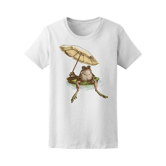Frog With Umbrella T-Shirt Women -Image by Shutterstock, Female Small
